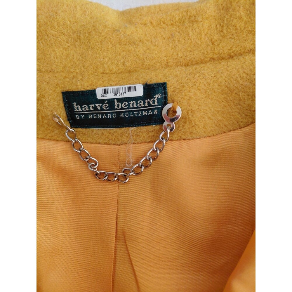 Vintage Harve Bernard Long Mustard Yellow Coat Womens sz L Retro - Picture 4 of 5
